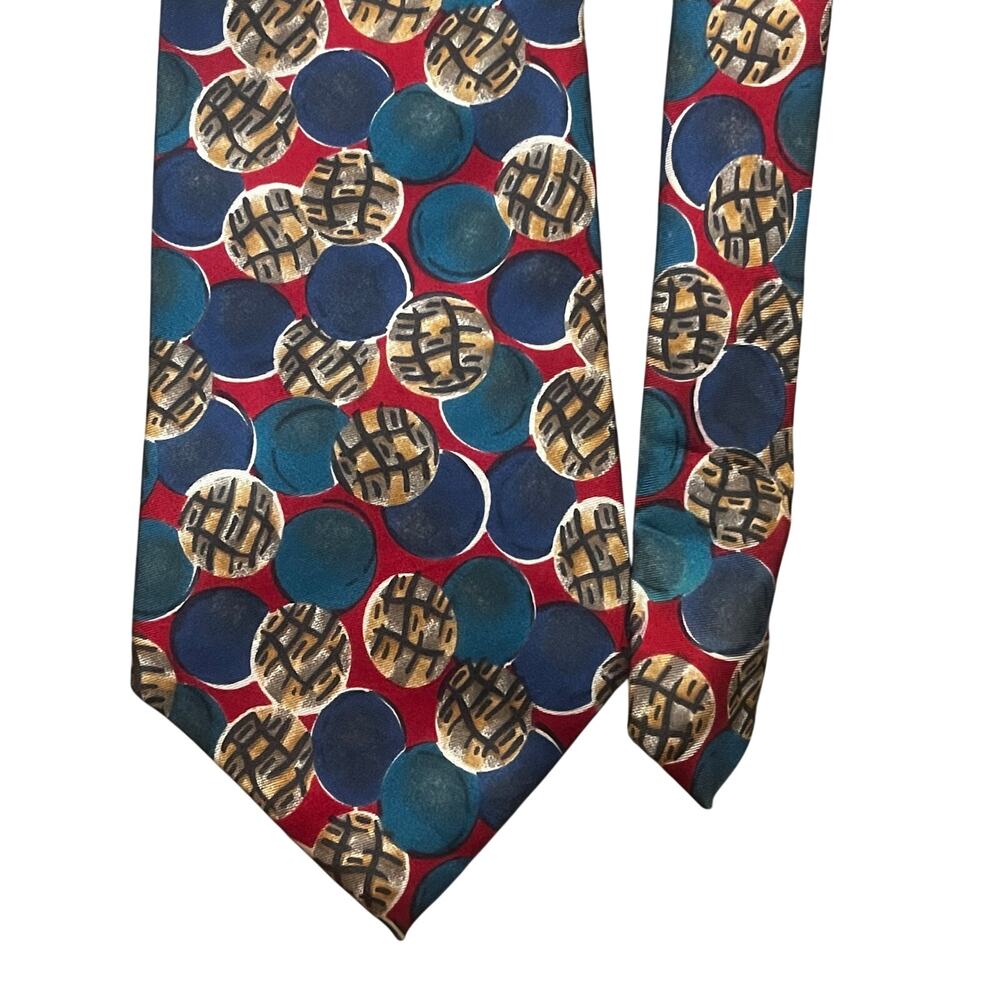 Vintage Sturgis Silk Tie Red Blue Abstract Large Ball Made in USA Retro‎